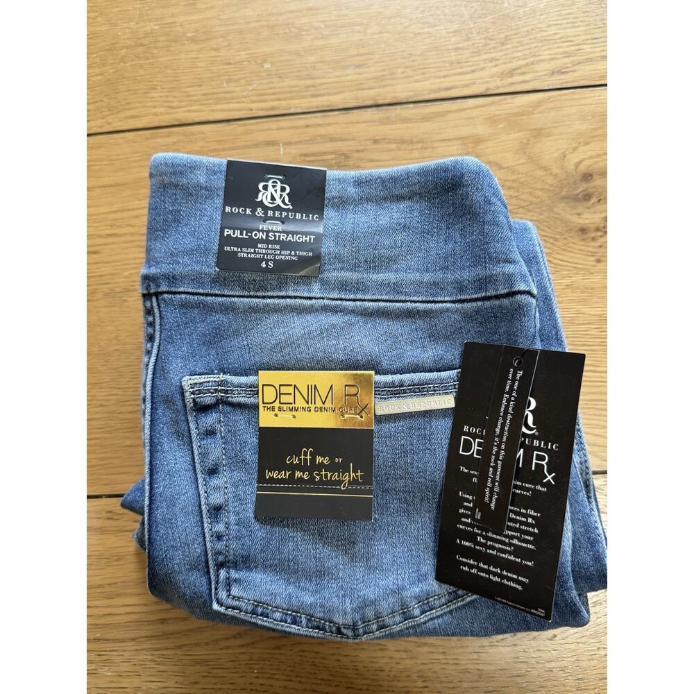 Rock & Republic Denim Rx The Slimming Cure Cuff Jeans Women Sz 4 Cuff Bottom NWT - Picture 14 of 15